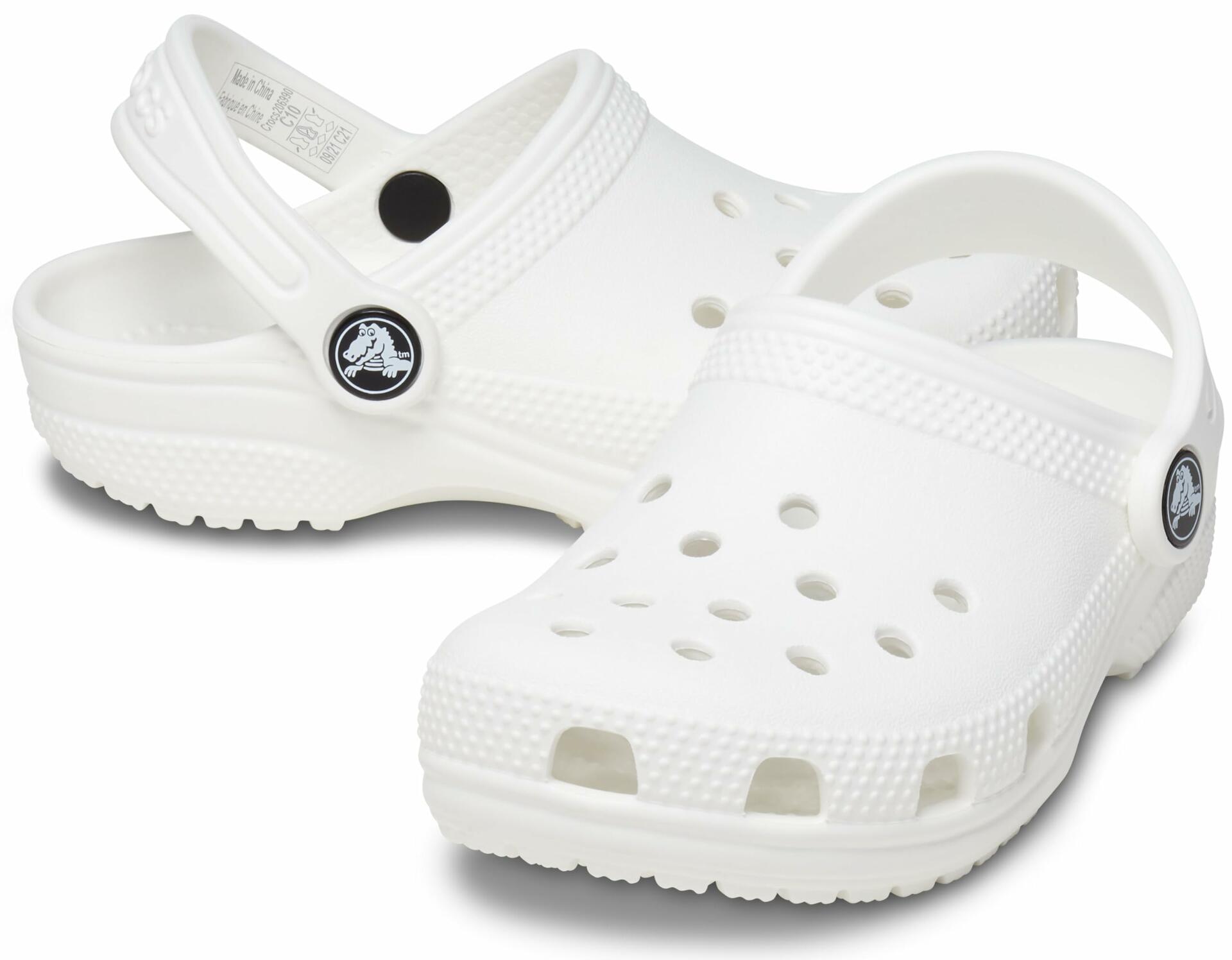 Crocs Unisex-Child Classic Clogs, White/White, 4 Big Kid