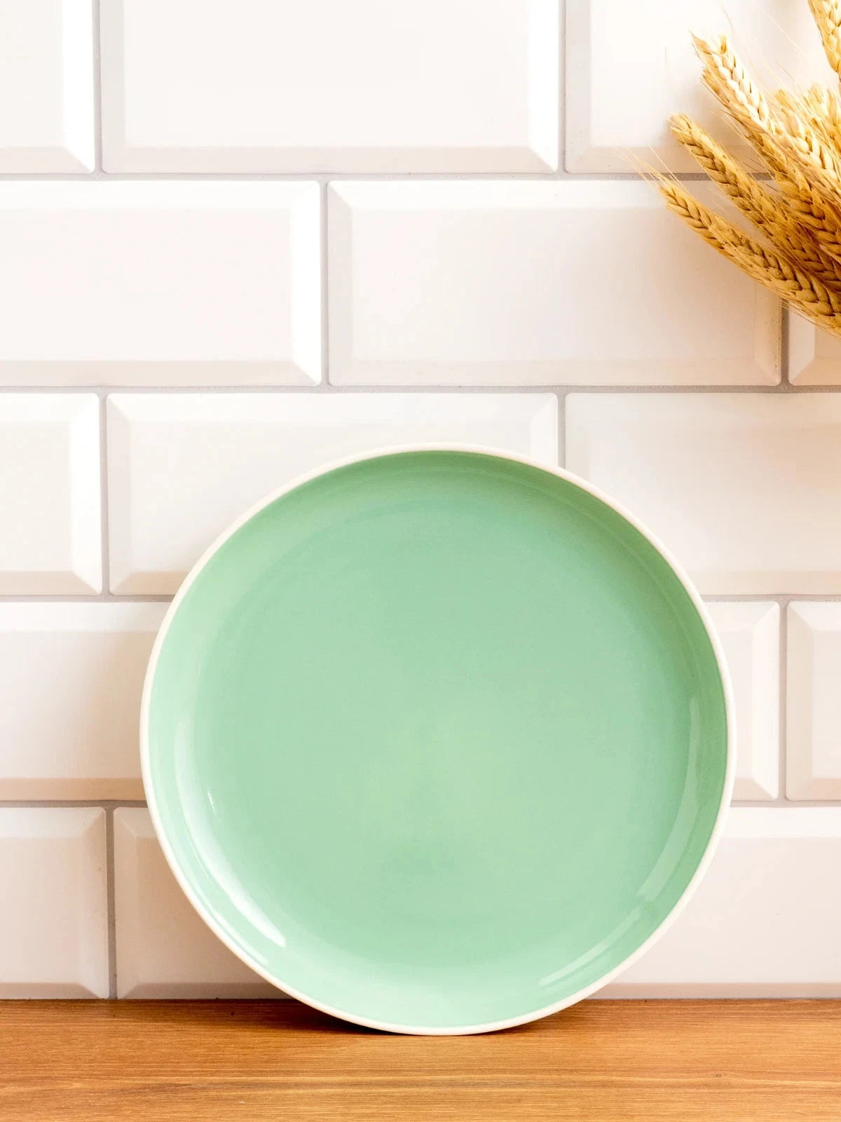 Lazuro, Celeste Lusite Green Dessert Plates, Set of 4, (8.5" x 1")